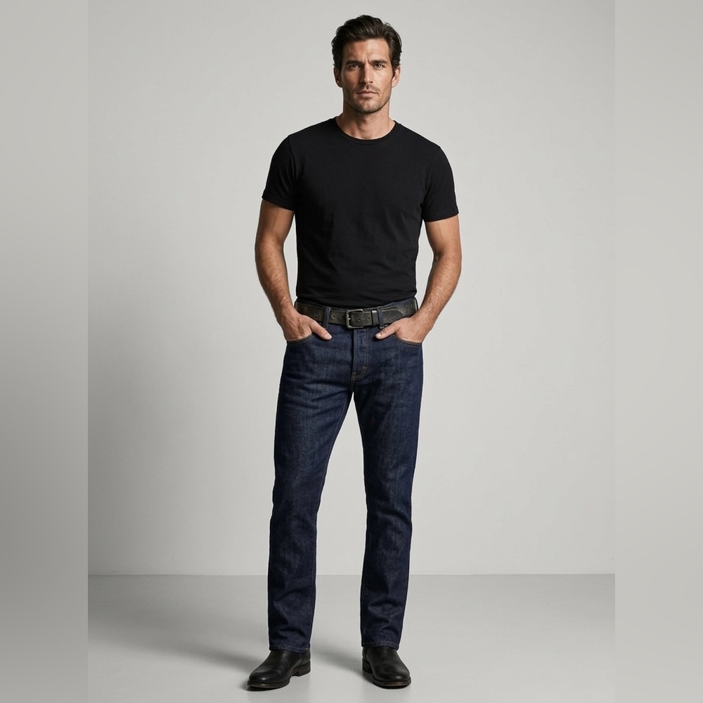 John Varvatos USA Bowery Slim Straight Jeans Size 29 Dark Indigo Blue ECRB Wash